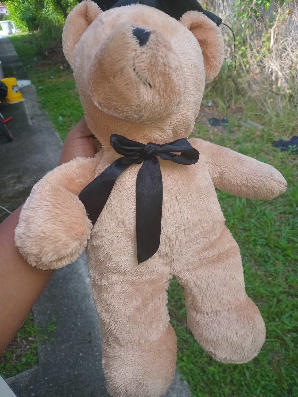 Plush Teddy Bear Kids Backpack - Beige with Black Bow